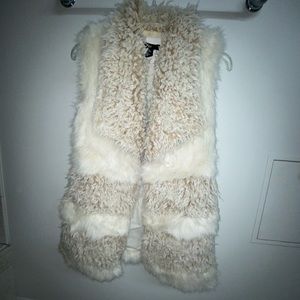 Cream mixed FAUX fur vest